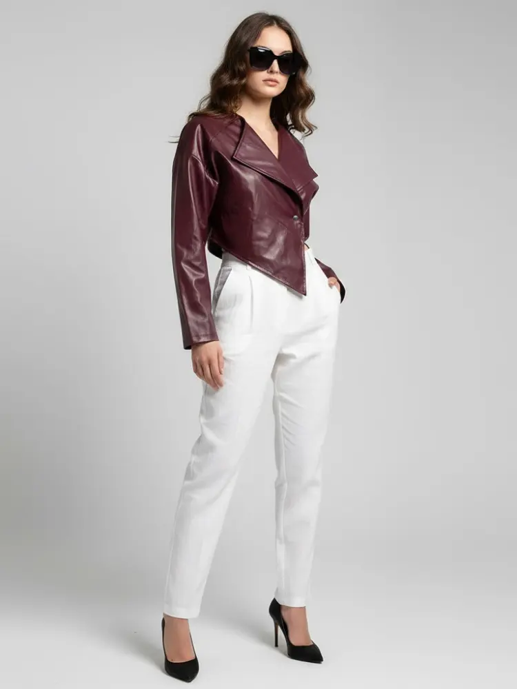 Women's Cropped Vegan Leather Jacket HARLEM COUTURE BYMANYC ® New York by BYMANYC ® New York