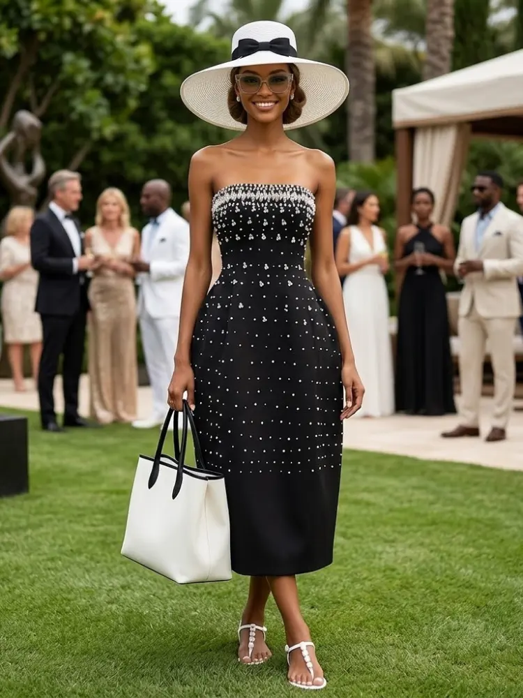 Women's Dress Strapless Embellished Black TRIBECA New Collection THE HAMPTONS BYMANYC ® New York by BYMANYC ® New York