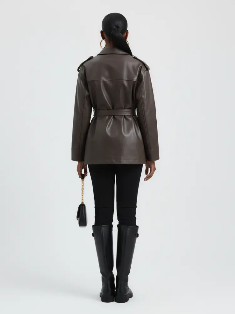 Women's Faux Leather Safari Jacket UPPER EAST SIDE ECO FASHION BYMANYC ® New York by BYMANYC ® New York
