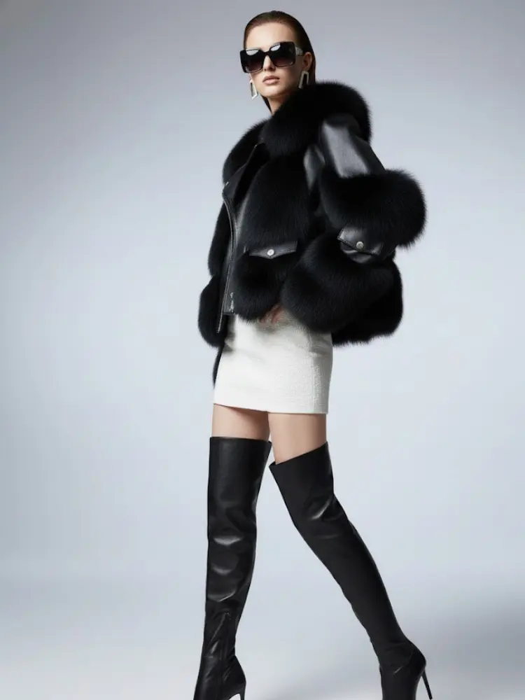 Women's Fur Biker Jacket MEATPACKING New Collection Couture in Manhattan BYMANYC ® New York by BYMANYC ® New York