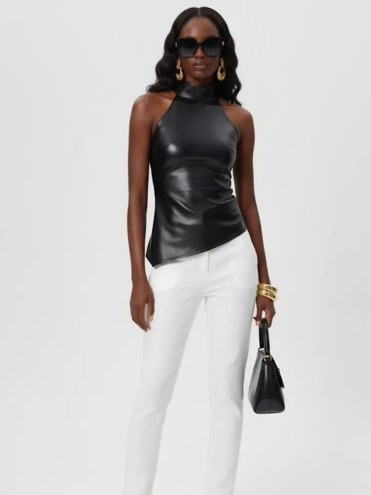 Women's Halter Vegan Leather Top UPPER EAST COUTURE BYMANYC ® New York by BYMANYC ® New York