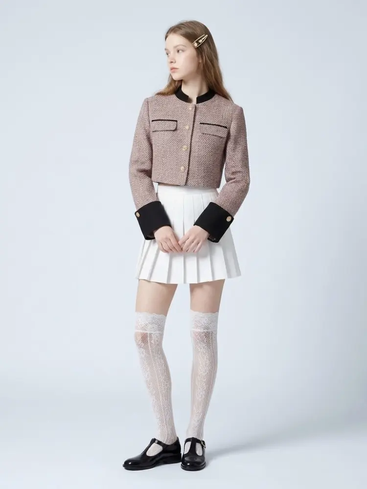 Women's Luxury Cropped Herringbone Jacket BELMONT New Collection Prêt-à-Porter BYMANYC ® New York by BYMANYC ® New York