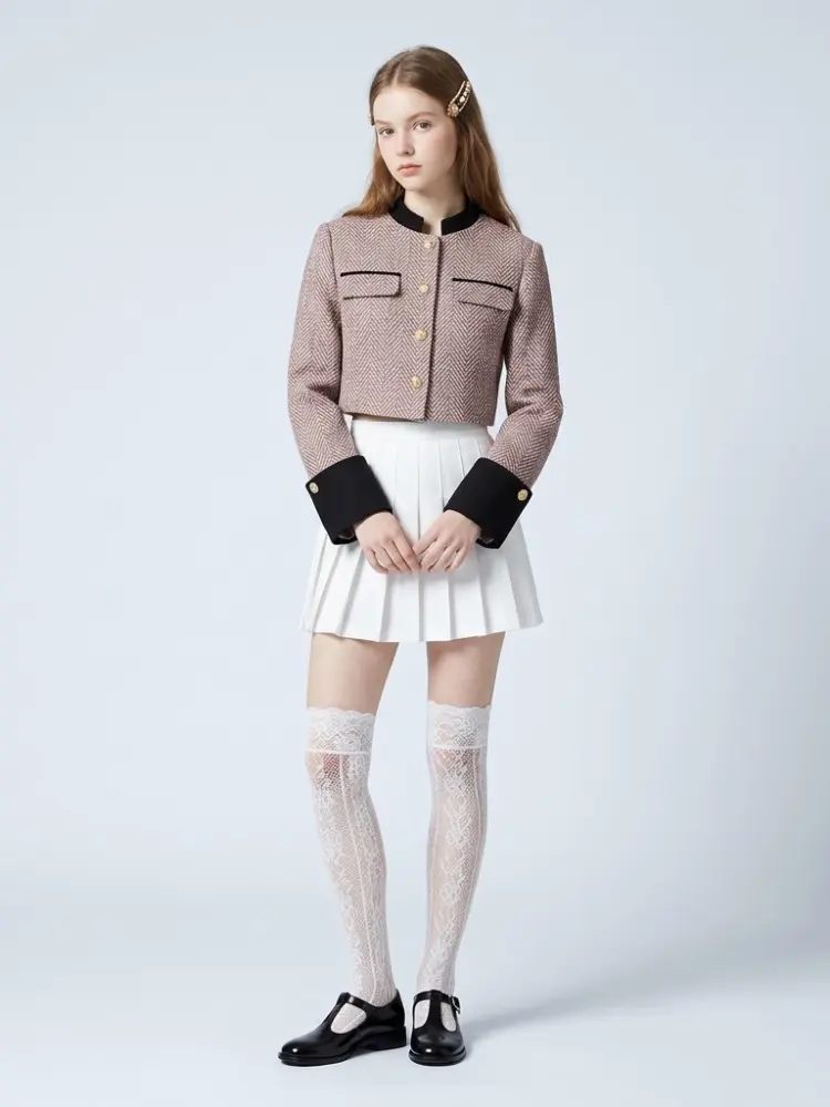 Women's Luxury Cropped Herringbone Jacket BELMONT New Collection Prêt-à-Porter BYMANYC ® New York by BYMANYC ® New York