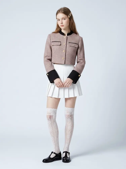Women's Luxury Cropped Herringbone Jacket BELMONT New Collection Prêt-à-Porter BYMANYC ® New York by BYMANYC ® New York
