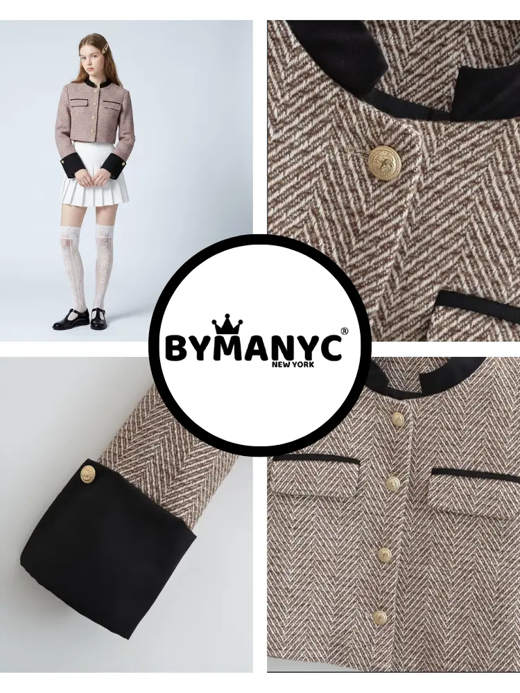 Women's Luxury Cropped Herringbone Jacket BELMONT New Collection Prêt-à-Porter BYMANYC ® New York by BYMANYC ® New York