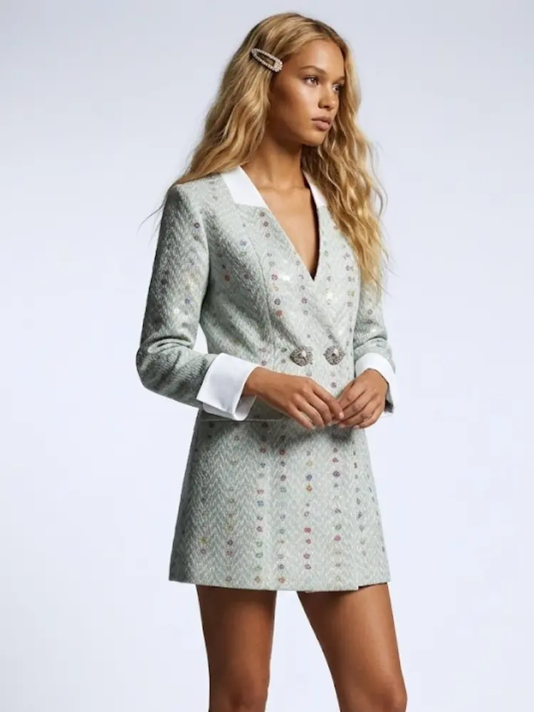 Women's Luxury Embroidered Long Blazer CENTRAL PARK BLOOM New Collection BYMANYC ® by BYMANYC ® New York