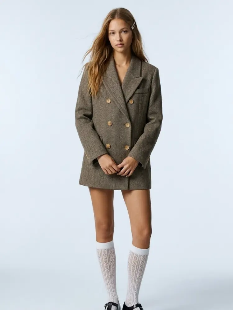 Women's Luxury Herringbone Double-Breasted Blazer MADISON New Collection BYMANYC ® by BYMANYC ® New York