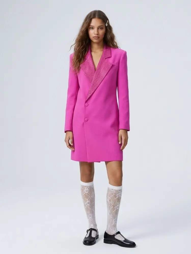 Women's Luxury Long Pink Blazer Coat MAGENTA NIGHTS New Collection Prêt-à-Porter BYMANYC ® New York by BYMANYC ® New York