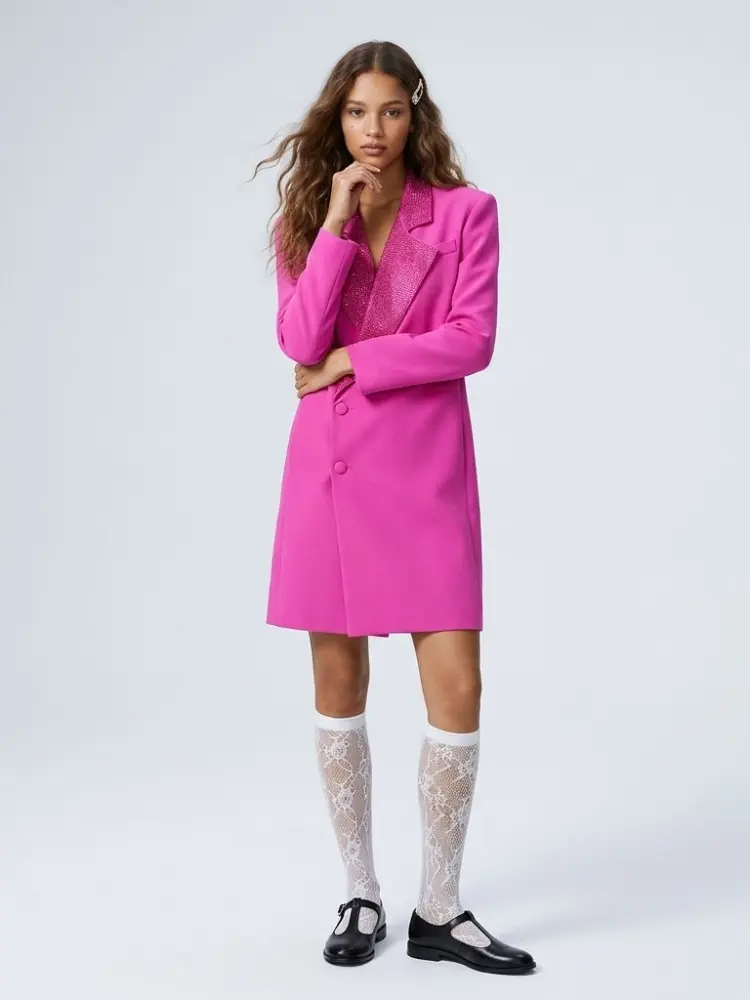 Women's Luxury Long Pink Blazer Coat MAGENTA NIGHTS New Collection Prêt-à-Porter BYMANYC ® New York by BYMANYC ® New York