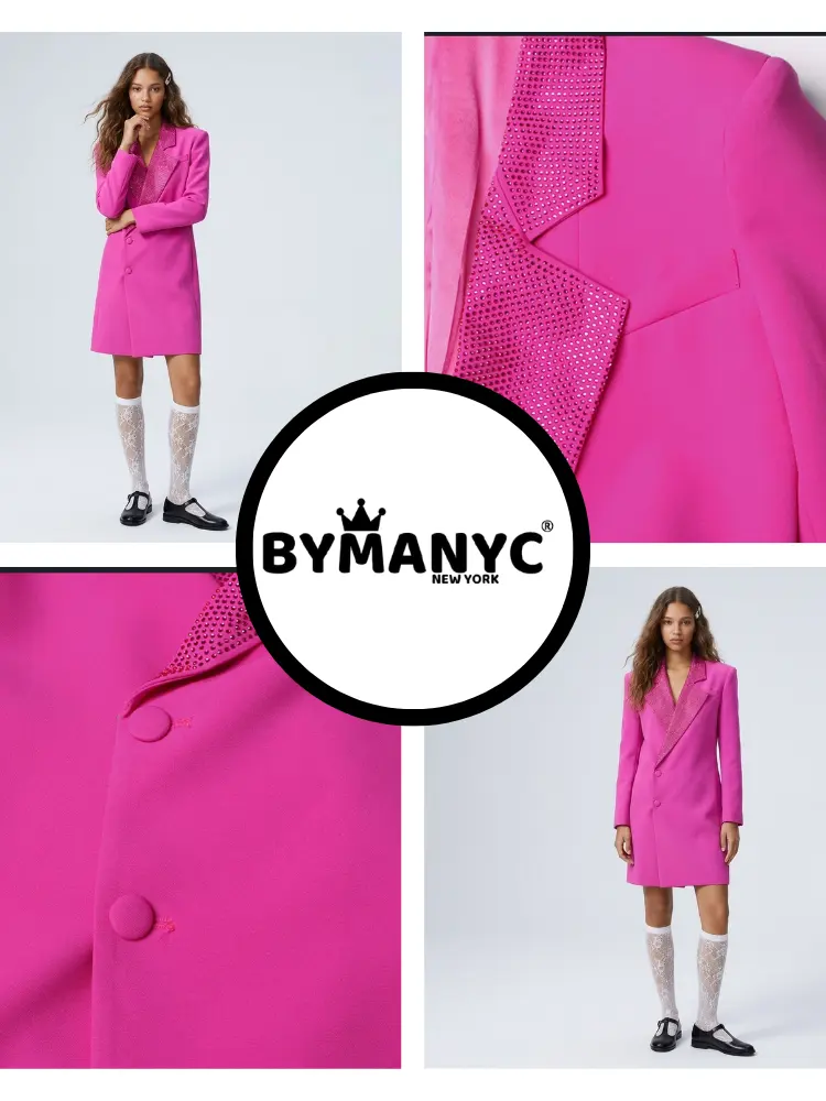 Women's Luxury Long Pink Blazer Coat MAGENTA NIGHTS New Collection Prêt-à-Porter BYMANYC ® New York by BYMANYC ® New York