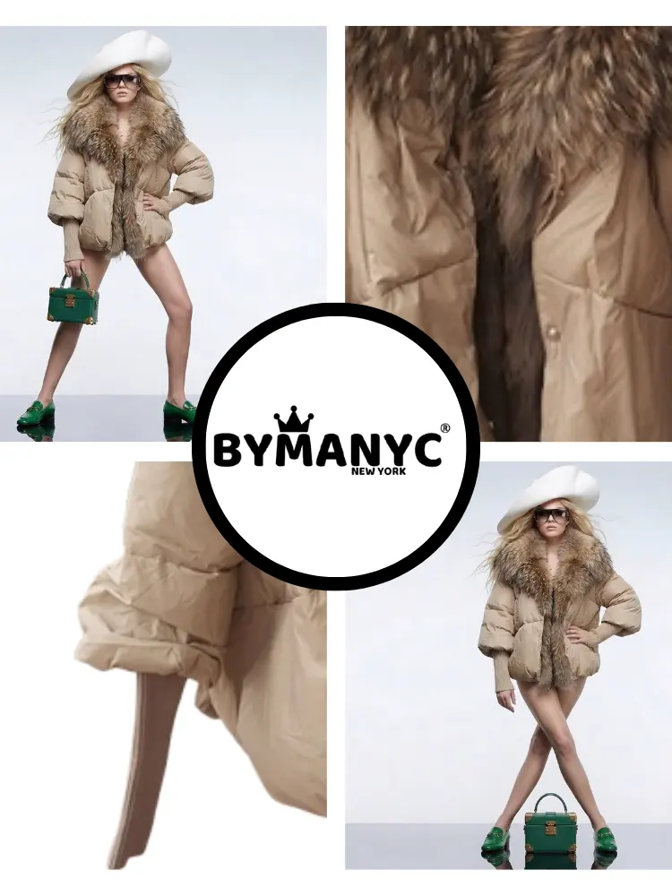 Women's Luxury Sand Puffer Jacket COURCHEVEL New Collection Prêt-à-Porter BYMANYC ® New York by BYMANYC ® New York