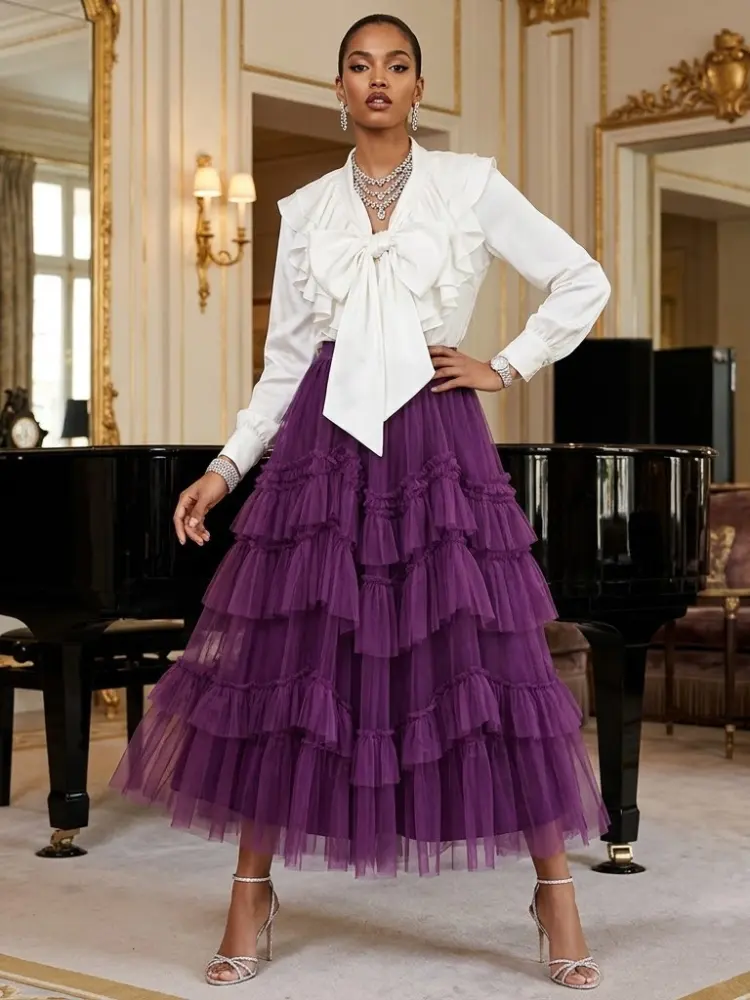 Women's Plum Tulle Skirt • OPÉRA GARNIER • New Collection PARIS LE MARAIS BYMANYC ® New York by BYMANYC ® New York