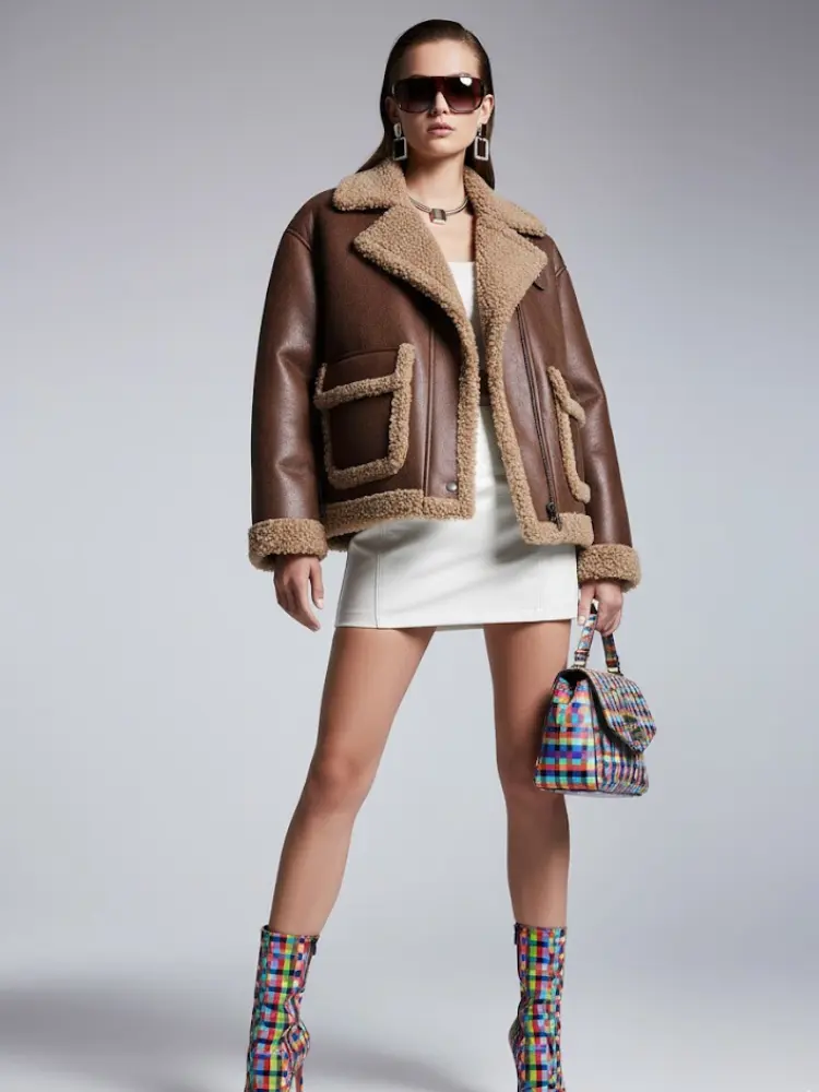 Women's Shearling Aviator Jacket Nolita New Collection Couture in Manhattan BYMANYC ® New York by BYMANYC ® New York