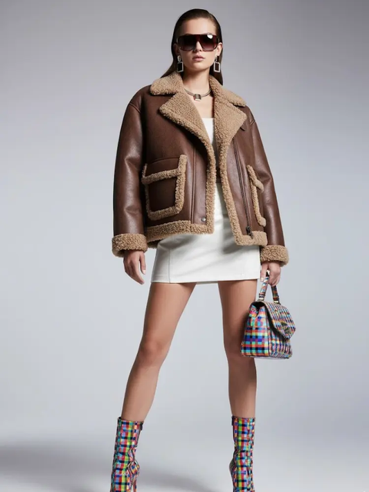 Women's Shearling Aviator Jacket Nolita New Collection Couture in Manhattan BYMANYC ® New York by BYMANYC ® New York