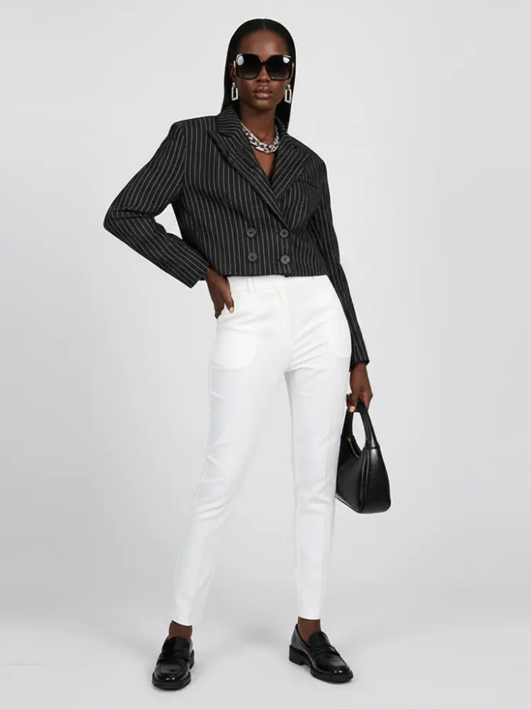 Women's Striped Cropped Tailored Jacket - FORT GREENE: New Collection COUTURE in BROOKLYN - BYMANYC ® New York by BYMANYC ® New York