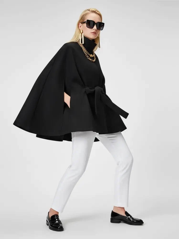 Women's Structured Sash Cape BLACK - PROSPECT HEIGHTS: New Collection COUTURE in BROOKLYN - BYMANYC ® New York by BYMANYC ® New York