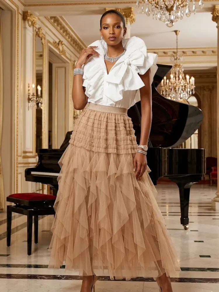 Women's Taupe Tulle Skirt • MONTMARTRE • New Collection PARIS LE MARAIS BYMANYC ® New York by BYMANYC ® New York