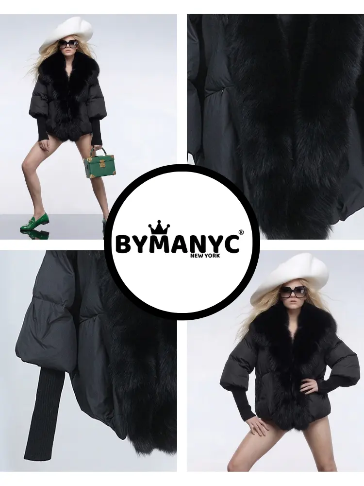 Women's Total Black Luxury Puffer Jacket ST. MORITZ New Collection Prêt-à-Porter BYMANYC ® New York by BYMANYC ® New York