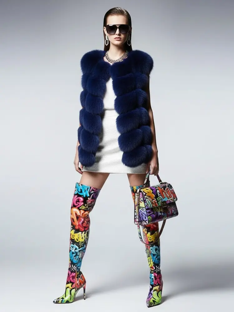 Women's Voluminous Fur Vest DUMBO New Collection Couture in Manhattan BYMANYC ® New York by BYMANYC ® New York