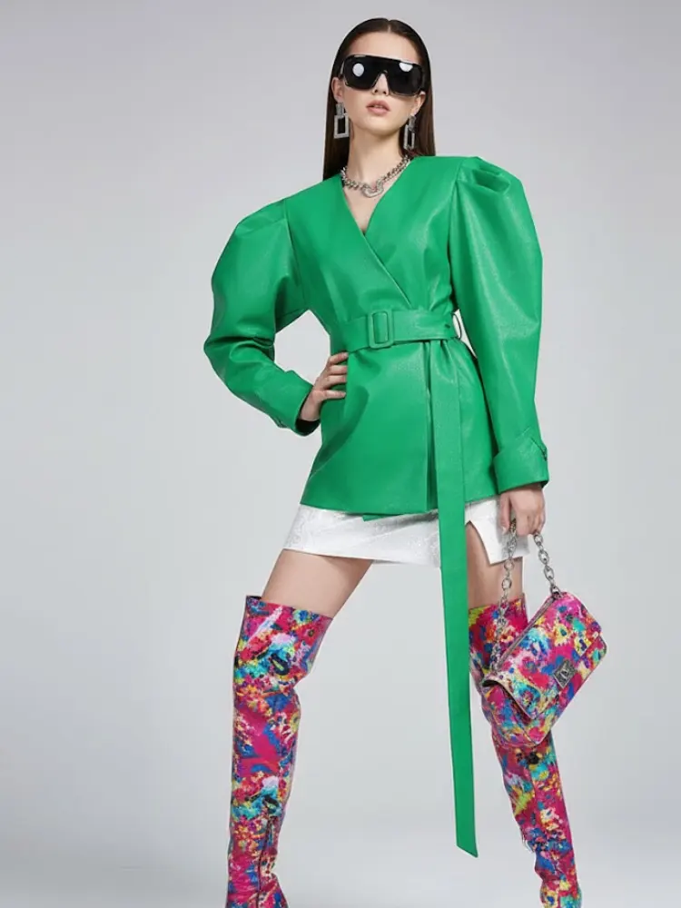 Women's Wrap Jacket EMERALD - DUMBO: New Collection COUTURE in BROOKLYN - BYMANYC ® New York by BYMANYC ® New York