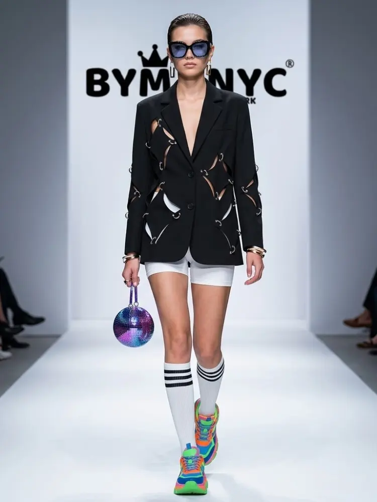Women's Black Blazer Metal Ring Cutout BYMANYC ® New York CONTEMPORARY EDGY MODERN OUTERWEAR - New Collection by BYMANYC ® New York