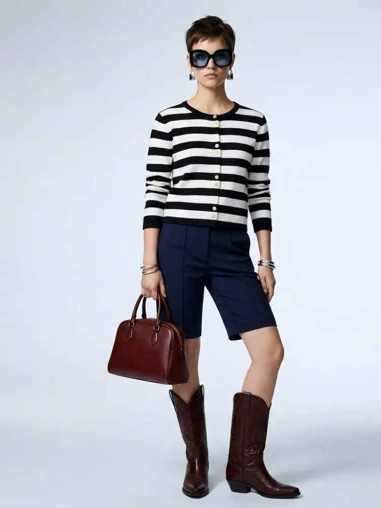 Women's Jacket Striped Knit BYMANYC ® New York PARISIAN GOLD BUTTON CARDIGAN - New Collection by BYMANYC ® New York