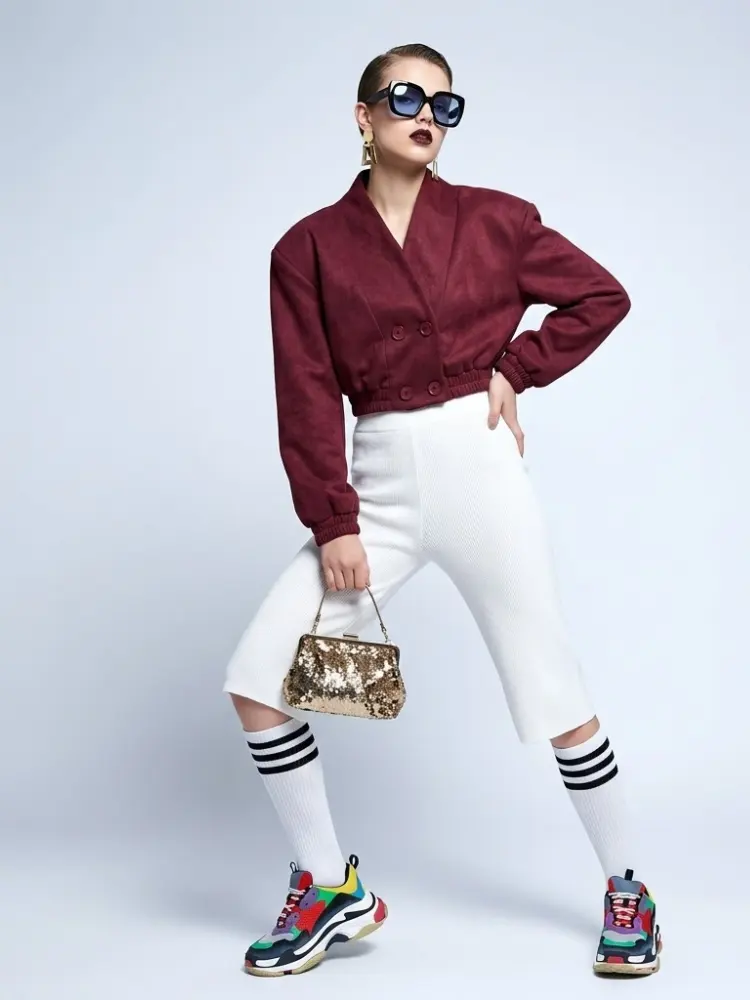 Women's Jacket Faux Suede BYMANYC ® New York SOHO BURGUNDY CROPPED BLAZER - New Collection by BYMANYC ® New York