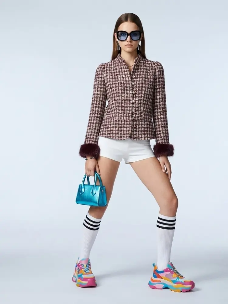 Women's Jacket Tweed Fur Cuffs BYMANYC ® New York MADISON BURGUNDY TWEED - New Collection by BYMANYC ® New York