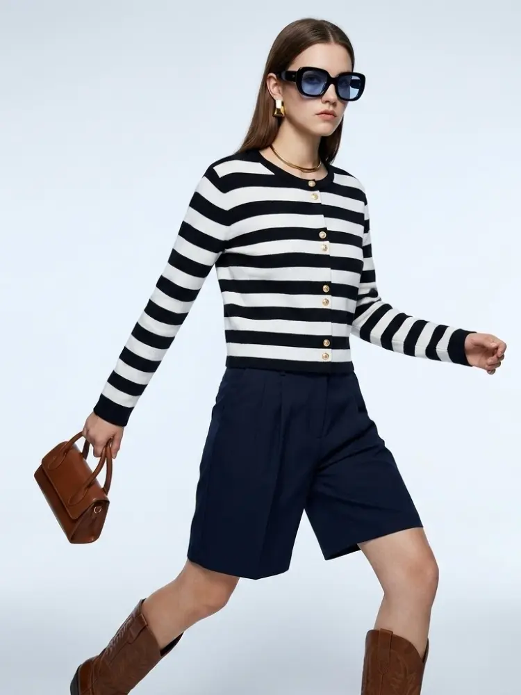 Women's Jacket Striped Knit BYMANYC ® New York PARISIAN GOLD BUTTON CARDIGAN - New Collection by BYMANYC ® New York