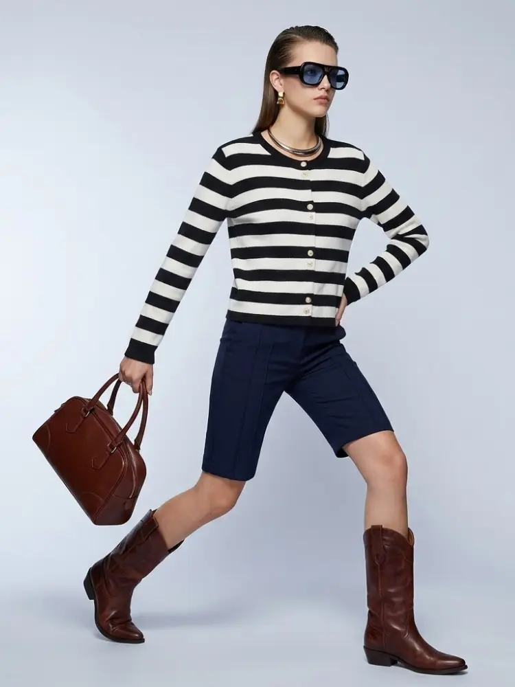 Women's Jacket Striped Knit BYMANYC ® New York PARISIAN GOLD BUTTON CARDIGAN - New Collection by BYMANYC ® New York