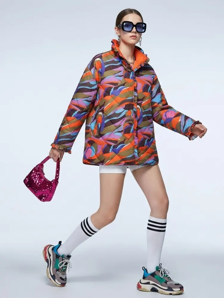 Women's Quilted Jacket Abstract Multicolor BYMANYC ® New York CONTEMPORARY VIBRANT MODERN OUTERWEAR - New Collection by BYMANYC ® New York