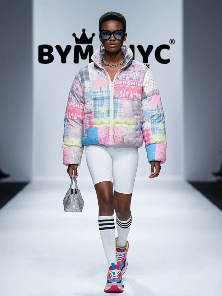 Women's Puffer Jacket Pastel Patchwork BYMANYC ® New York CONTEMPORARY VIBRANT MODERN OUTERWEAR - New Collection by BYMANYC ® New York