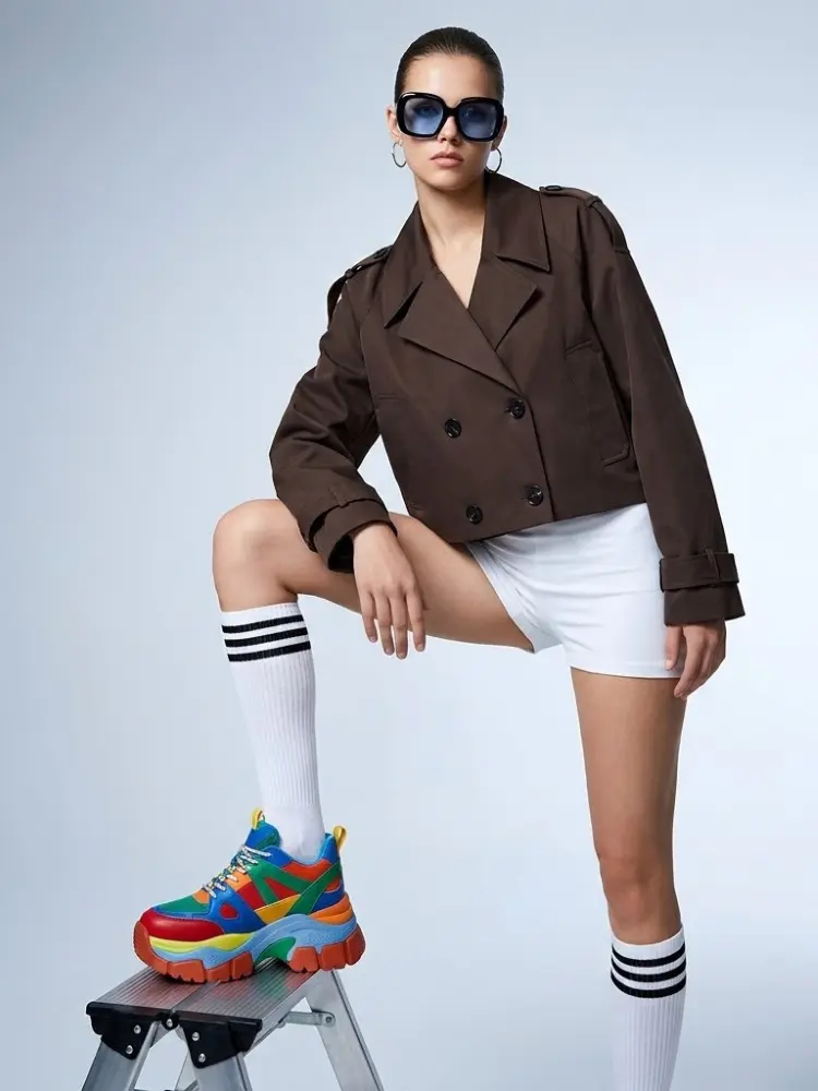Women's Jacket Cropped Trench BYMANYC ® New York SOHO BROWN SHORT TRENCH - New Collection by BYMANYC ® New York