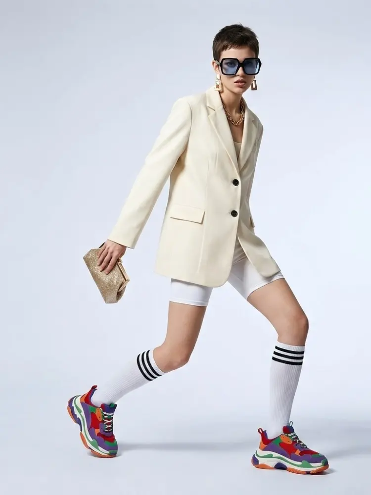 Women's Jacket Cream Oversized Blazer BYMANYC ® New York WALL STREET CREAM SINGLE-BREASTED - New Collection by BYMANYC ® New York