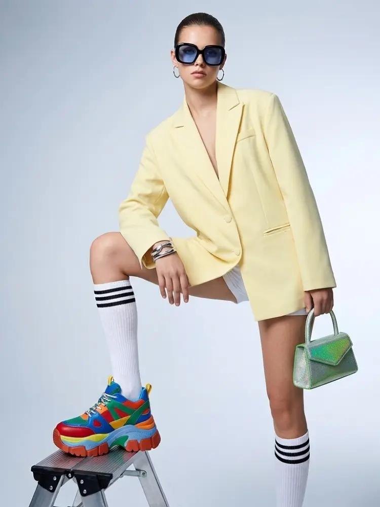 Women's Jacket Pastel Yellow Oversized Blazer BYMANYC ® New York WALL STREET LEMON SINGLE-BREASTED - New Collection by BYMANYC ® New York
