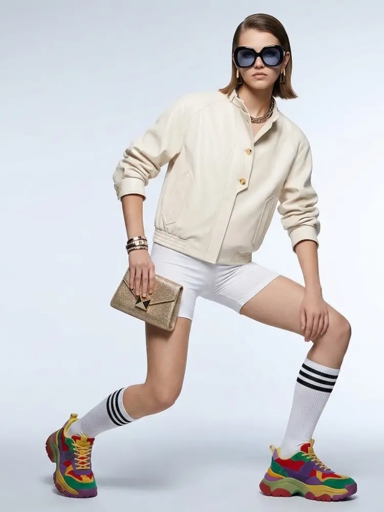 Women's Jacket Off-White Cream Faux Leather BYMANYC ® New York SOHO HIGH COLLAR LEATHERETTE BOMBER - New Collection by BYMANYC ® New York