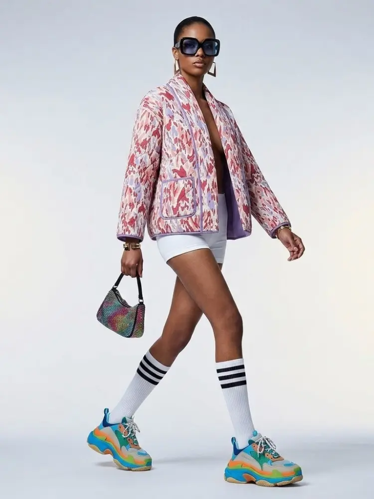 Women's Quilted Jacket Abstract Pastel Printed BYMANYC ® New York CONTEMPORARY ELEGANT CASUAL OUTERWEAR - New Collection by BYMANYC ® New York