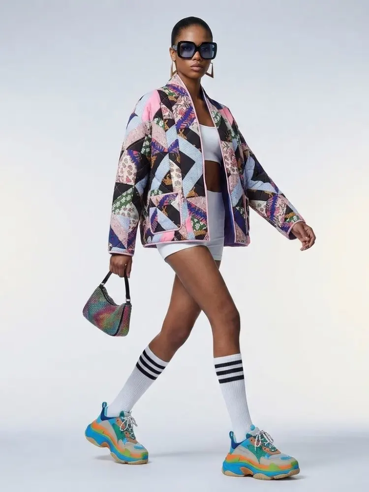 Women's Quilted Jacket Patchwork Geometric Animal Print BYMANYC ® New York CONTEMPORARY VIBRANT BOHO OUTERWEAR - New Collection by BYMANYC ® New York