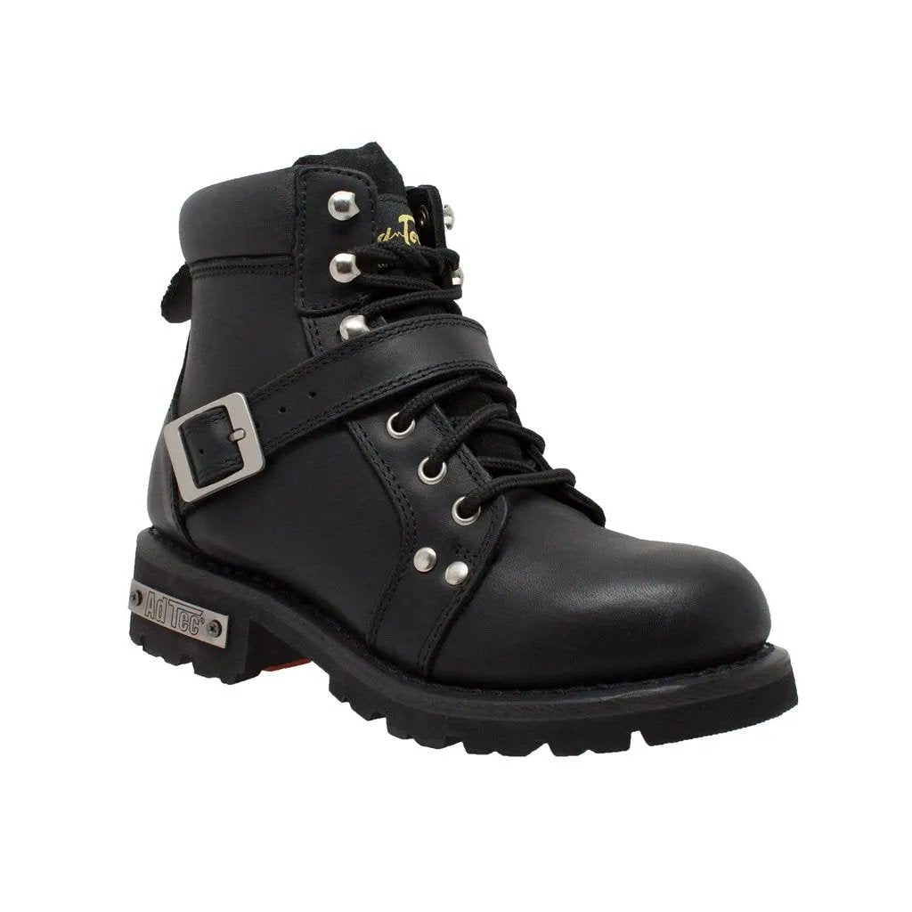 Women's 6" Black Lace Zipper Boot Leather Boots by AdTec