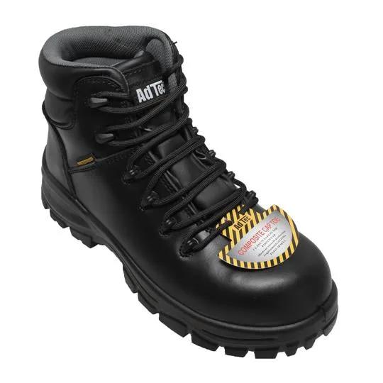 Women's 6" Black Waterproof Cap Toe Work Boot Leather Boots by AdTec