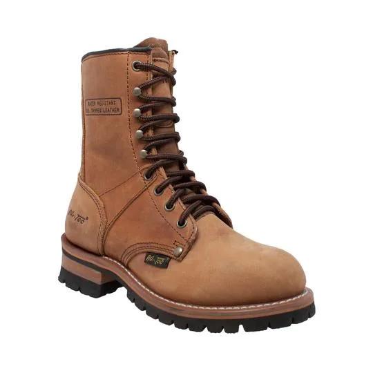 Women's Brown 9" Logger Leather Boots by AdTec