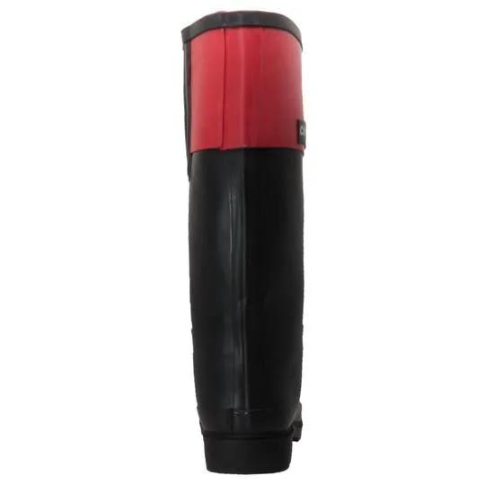 Women's Rubber Rider Boot With Red Cuff Black Leather Boots by AdTec