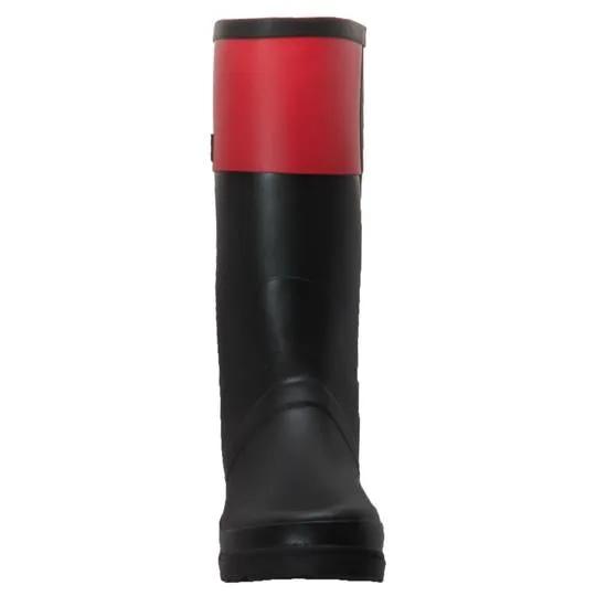 Women's Rubber Rider Boot With Red Cuff Black Leather Boots by AdTec