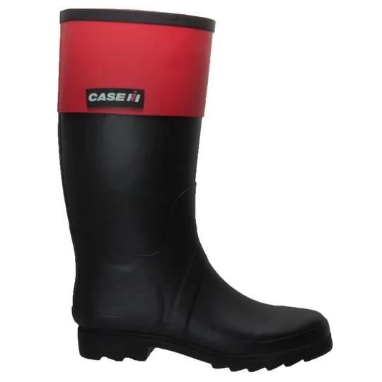 Women's Rubber Rider Boot With Red Cuff Black Leather Boots by AdTec