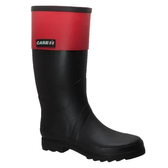Women's Rubber Rider Boot With Red Cuff Black Leather Boots by AdTec