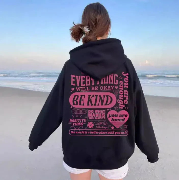 Hoodie Cozy Vibes Everything Will Be Okay Be Kind - Allesgood by Allesgood