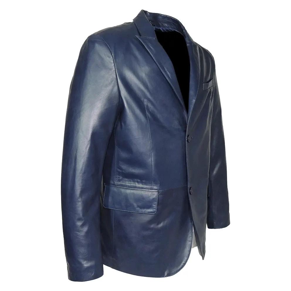York Men's 2 Button Leather Blazer – Genuine Lambskin Formal Jacket by Inland Leather Co.