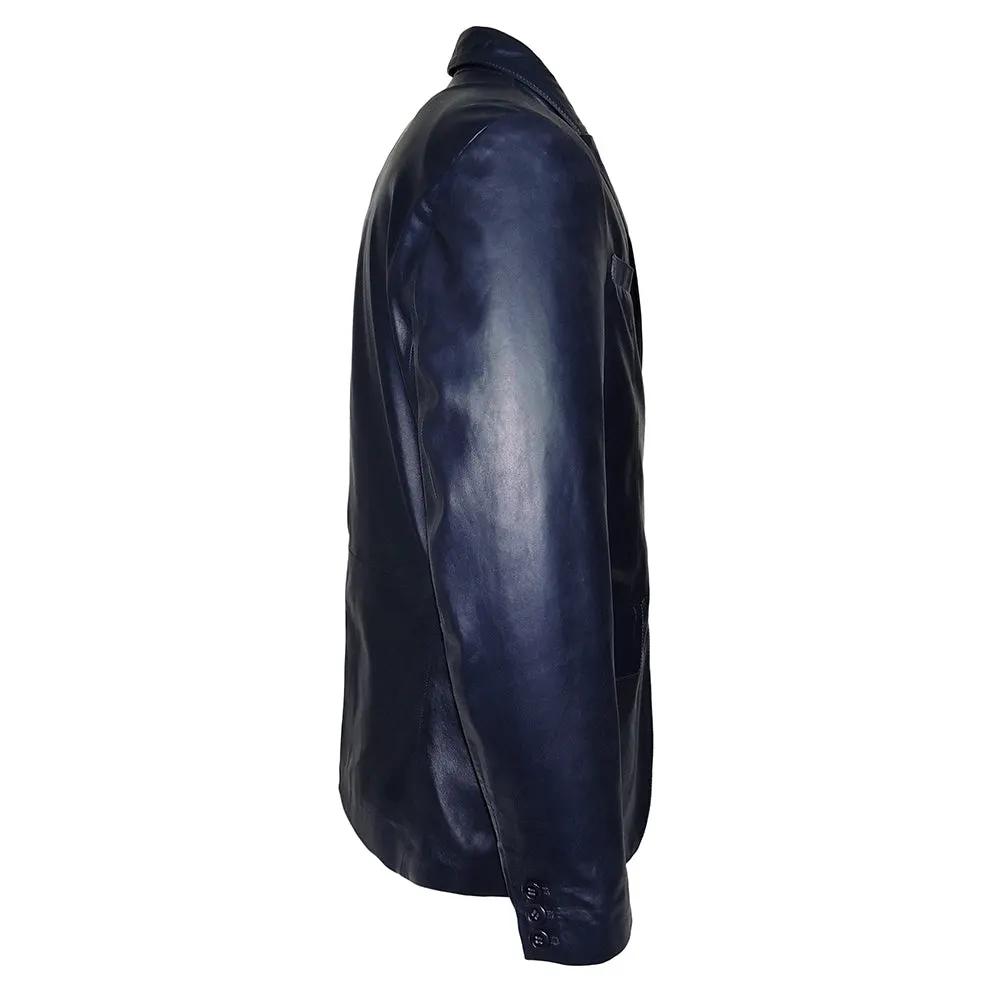 York Men's 2 Button Leather Blazer – Genuine Lambskin Formal Jacket by Inland Leather Co.