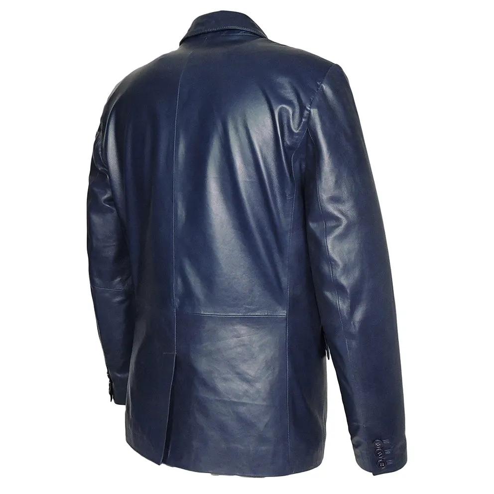 York Men's 2 Button Leather Blazer – Genuine Lambskin Formal Jacket by Inland Leather Co.