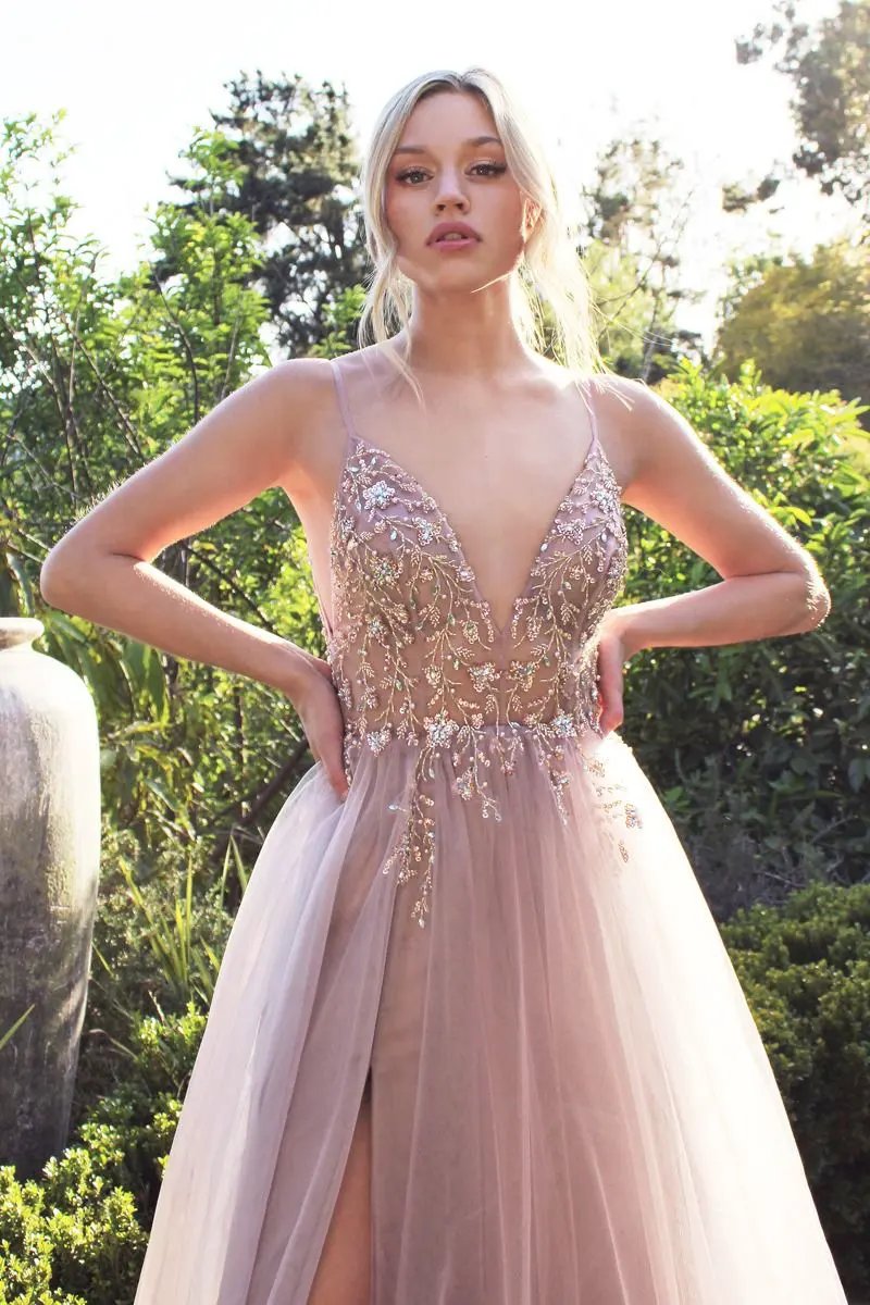 Ophelia Bead Strap Tulle Gown by Tux-USA